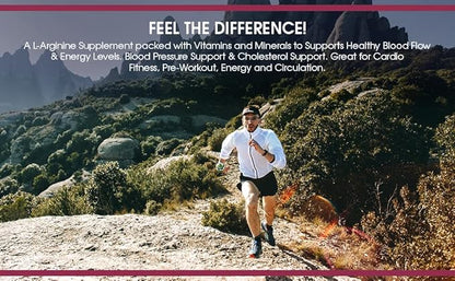 L-arginine 5000 mg and L-citrulline 1000 mg Combo, Nitric Oxide Supplement Complex, Cardio Heart Health Powder, Mixed Berry Flavor, 16.82 Oz..