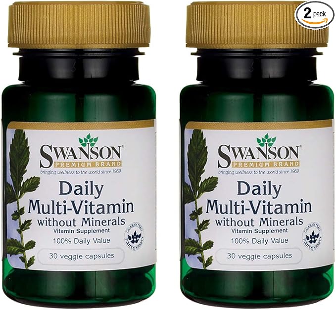 Swanson Daily Multivitamin Without Minerals 30 Veg Capsules (2 Pack)