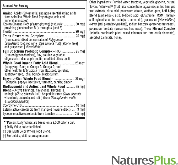 Natures Plus Source of Life Gold Multivitamin Liquid - 30 oz - Supports Energy Production, Healthy Immune System & Well-Being Includes Vitamins D3, B12, K2 & Over 120 Whole Food Nutrients, 30 Servings