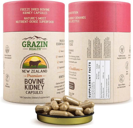 Grass Fed Bovine Kidney: 3000 Mg per Serving (30 Servings)