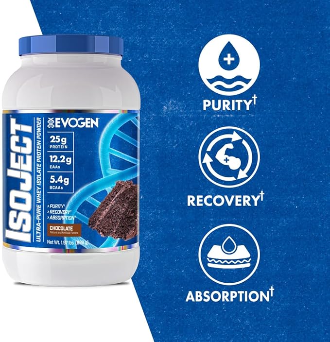 Evogen Isoject - Whey Isolate Protein Powder | Ultra-Pure Whey Isolate, Enhanced Absorption & Recovery | Ignitor Enzymes, BCAAs, EAAs | Chocolate Cake | 28 Servings