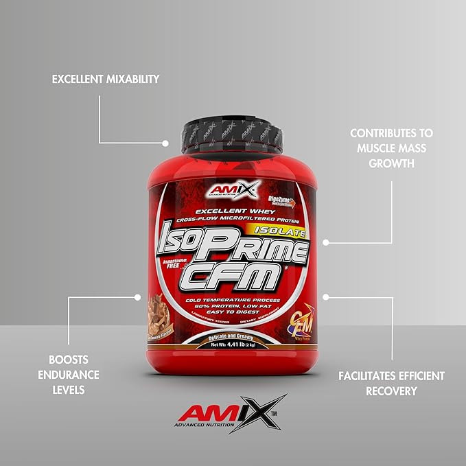 Amix - Isolated Protein, Isoprime CFM, Whey Protein Isolate, Helps Muscle Recovery, High Purity Whey Protein - 4.4 Pound - Chocolate Flavor