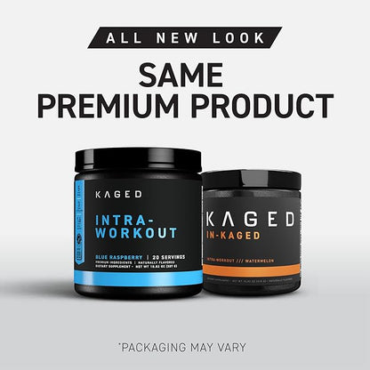 Kaged Intra Workout BCAA Powder | Blue Raspberry | In-KAGED | Intra Workout Carbs | Energy Drink for Weights & Cardio | Amino Acids to Boost Protein Synthesis | 20 Servings