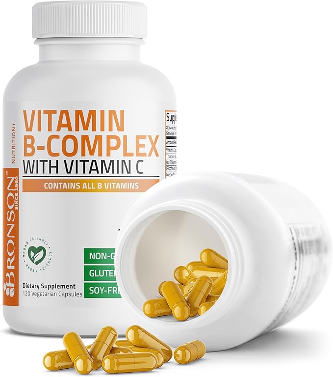 Bronson Vitamin B Complex with Vitamin C - Immune Health, Energy Support & Nervous System Support - Non-GMO, 120 Vegetarian Capsules