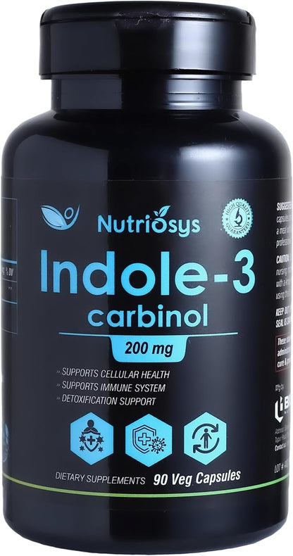 Indol-3 Carbinol 200mg 90 Veggie Capsules, Dietary Supplement for Healthy System, Vitamin Capsules for Men, Women and Adults, Multivitamins Capsules, Vitamin Supplements.