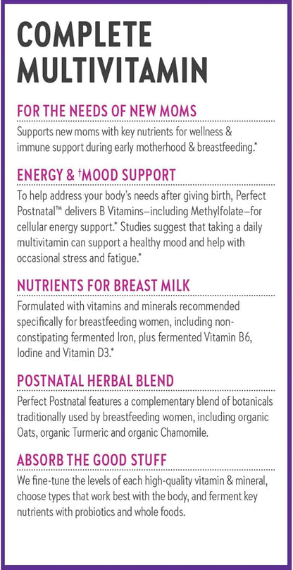 New Chapter, Postnatal Vitamins Lactation Supplement, Complete Multivitamin with Fermented Vitamin D3 + B Vitamins, Made with Organic Vegetables & Herbs, Non-GMO Ingredients, 192 Count