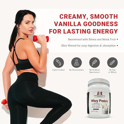 Grass Fed Whey Protein, BCAAs Rich Lean Body Protein Shake for Meal Replacement & Post Workout Recovery, 19g of Protein, No Artificial Sweeteners, Vanilla, 12 Oz