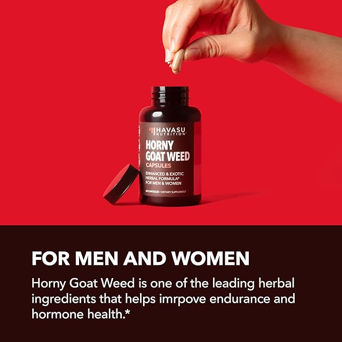 Unisex Horny Goat Weed for Men and Women - Extra Strength Performance and Energy Support with Tongkat Ali & Muira Puama & Saw Palmetto Extract - Never Travel Without Sample Size - 10 Horny Capsules