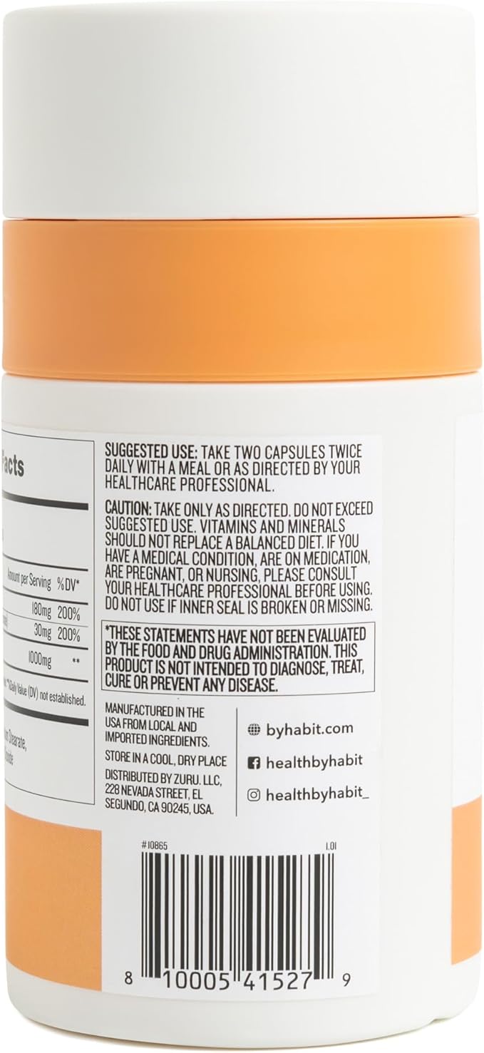 Health by Habit Collagen Supplement (60 Capsules) - Vitamin C & Vitamin E, 2000mg, Collagen Peptides, Superior Absorption, Support Your Skin, Non-GMO, Sugar Free (1 Pack)