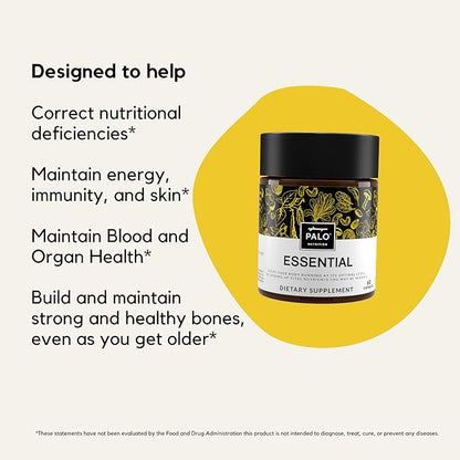 PALO Essential+ Adult One Daily Ritual Multivitamin with Vitamins D3, K2 (as MK7), B12, E, Folate, Minerals Boron and Magnesium and More (60 Capsules, 2 Month Supply)