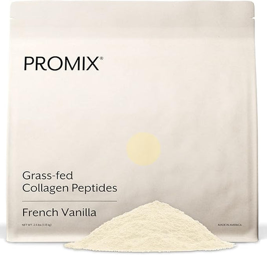 Promix Collagen Peptides, Vanilla, 2.5lb Bulk - Hydrolyzed Collagen Protein Promotes Healthy Skin, Bones, Joints & Recovery Support - Add to Shakes, Smoothies, Beverages & Baking Recipes.