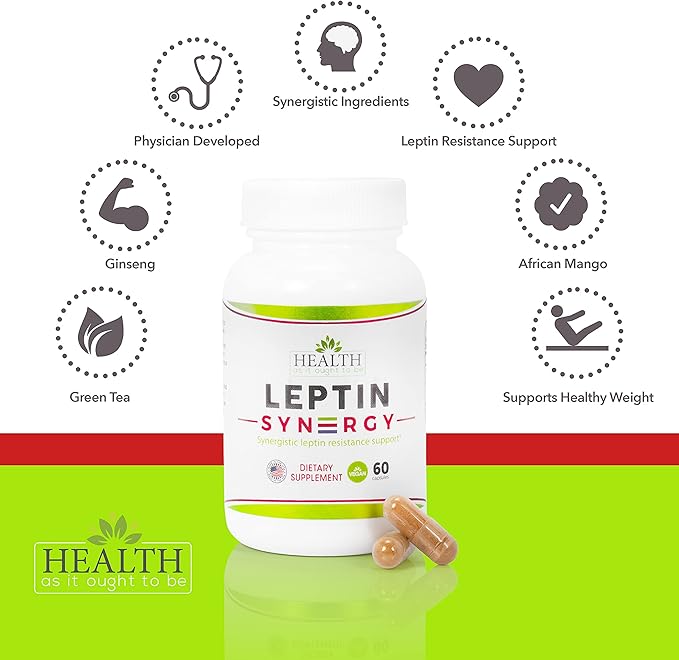 Health As It Ought to Be Leptin Syn3rgy Supplement | Physician Formulated Capsules with Green Tea, African Mango, Ginseng | 60 Capsules