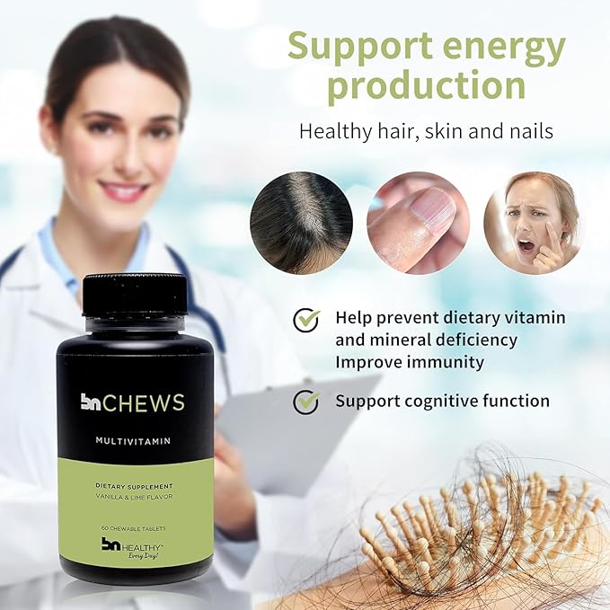 BN Chews Vanilla & Lime - Bariatric Multivitamin Chewable with 27 Essential Nutrients Vitamins A, B6, B12, C, D3, 18 mg Iron & Calcium, Supports Men & Women Health(2 Pack)