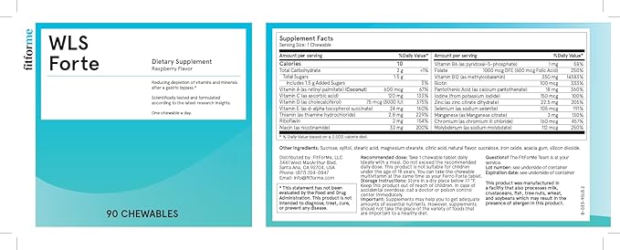 Bariatric Multivitamins After Gastric Bypass - One a Day WLS Forte Chewable - 90 Days Supply of Vitamins & Minerals, Scientifically Proven - Last Batch