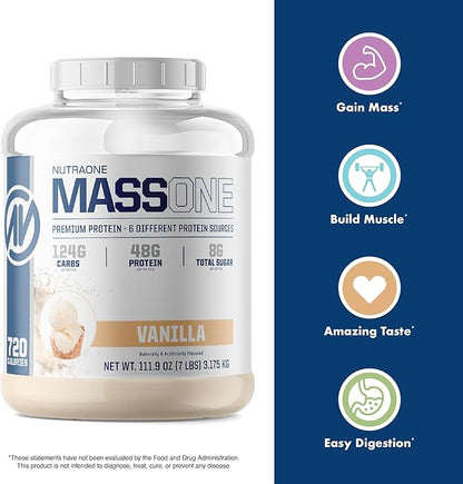 NutraOne Massone Mass Gainer Protein Powder Gain Mass Protein Meal Replacement (Chocolate Peanut Butter - 7 lbs.)
