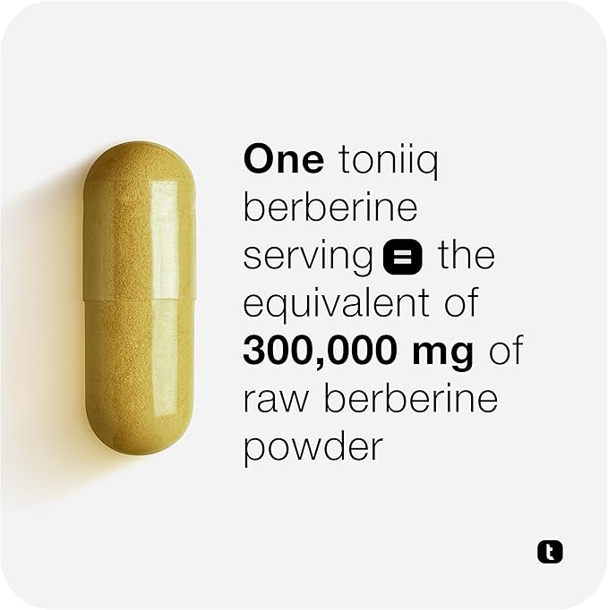 Toniiq Ultra High Strength Berberine 1500mg from The Himalayas Berberine Supplement - 97% Highly Purified and Bioavailable -Wild Harvested-Concentrated Formula HCL -3 Caps Serving-180 Veggie Caps