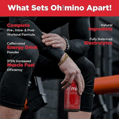 Oh!mino Oh! Nutrition Muscle Synthesis Activator, Electrolyte Capsules with Essential Amino Acids & 100mgs of Pharma-Grade Caffeine, Pre Workout, Post Workout for Men and Women, 180 Vegan Capsules