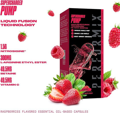 PERFORMIX Supercharged Pump - Nitrosigine® and Betaine Pre-Workout Supplement - Muscle Pump Accelerator - Endurance and Strength Booster (80 Capsules)