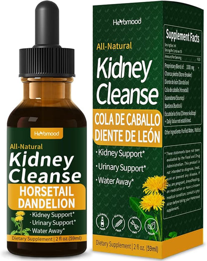 Kidney Cleanse Drops, Gotas de Chanca Piedra para Los riñones con Cola de Caballo y Diente de Leon for Water Away & Edema Relief. Nature Herbal Extract Liquid for Kidney Cleanse Detox &. 2oz