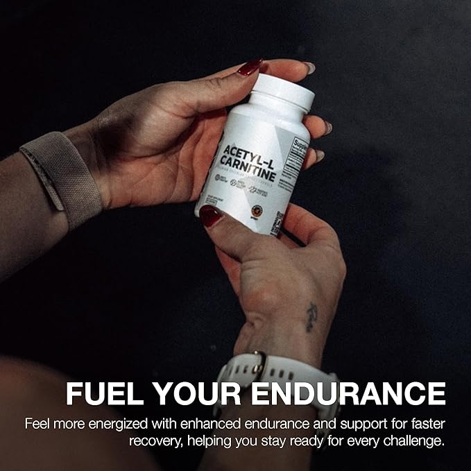 RAW Acetyl L-Carnitine Supplement, 500mg - Premium Cellular Energy Formula Boosts Cognition - Natural Energy Pills for Fatigue, Reduce Muscle Damage & Promotes Repair - 60 Capsules