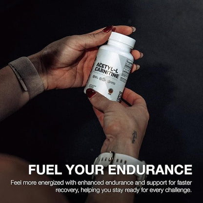 RAW Acetyl L-Carnitine Supplement, 500mg - Premium Cellular Energy Formula Boosts Cognition - Natural Energy Pills for Fatigue, Reduce Muscle Damage & Promotes Repair - 60 Capsules