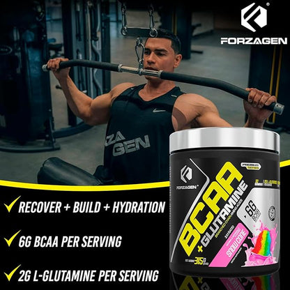 Forzagen BCAAS Amino Acids Powder with Glutamine BCAA Powder, Branched Chain Amino Acids Supplements Powder, BCAA Lean Energy Pre Workout - Post Workout Muscle Recovery Powder, 30 Servings