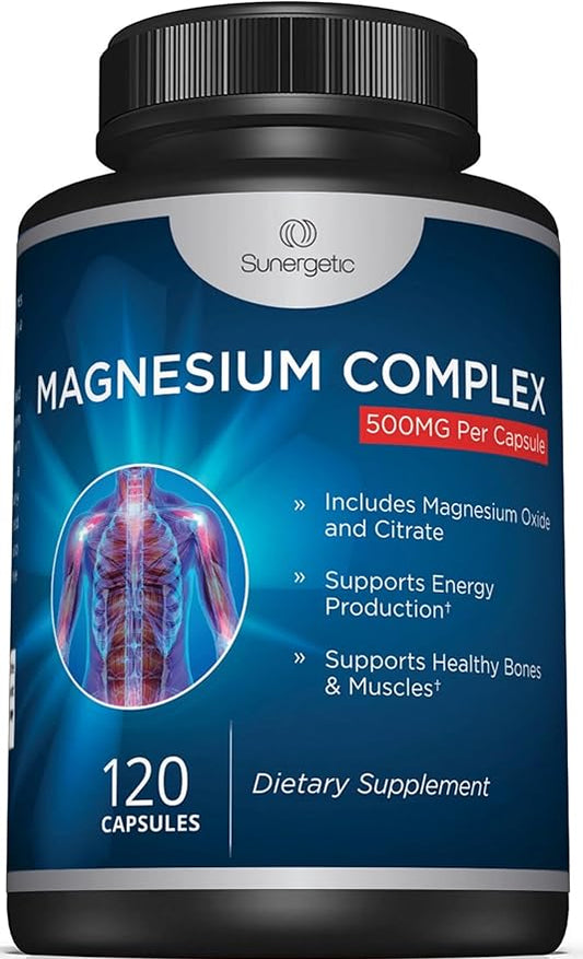 Premium Magnesium Citrate Capsules – Powerful 500mg Magnesium Oxide & Citrate Supplement – Helps Support Healthy Bones, Muscles, Teeth, Energy & Relaxation – 120 Vegetable Capsules