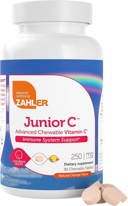 Zahler Junior C Advanced Chewable Vitamin C for Kids - Immune Support Kids Vitamins in Delicious Orange Flavor - Kosher Kids Vitamin C for Immunity - Vitamin C Chewable Antioxidant - (90 Count)