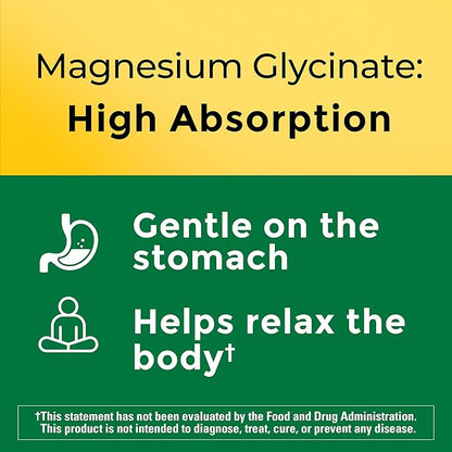 Nature Made High Absorption Magnesium Glycinate 300mg per 3 Capsules, Magnesium Supplement for Muscle, Heart, Nerve and Bone Support, 90 Magnesium Bisglycinate Capsules, 30 Day Supply