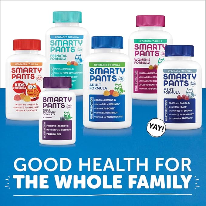 SmartyPants Multivitamin for Men & Women: Multivitamin Gummies with Vitamin D3, C, Vitamin B12, B6, Vitamin A, K & Zinc, Omega 3 Fish Oil (EPA/DHA), Gluten Free, 180 Count (30 Day Supply)