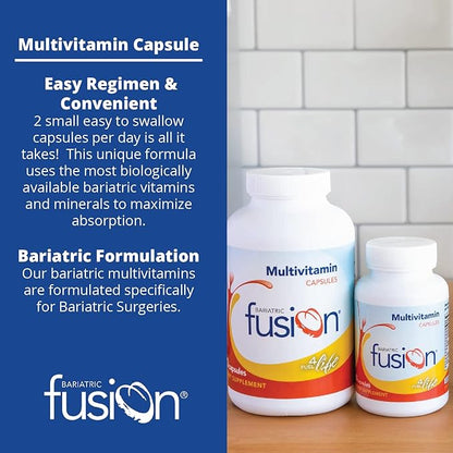 Bariatric Fusion Bariatric Multivitamin Capsules Without Iron for Post Bariatric Surgery Patients Including Gastric Bypass and Sleeve Gastrectomy, 2 Capsules Daily, 1 Year Supply
