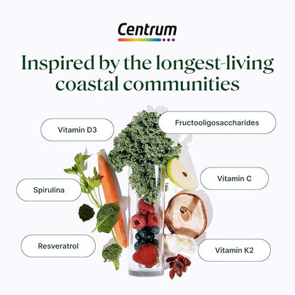 Centrum Supergreens - Superfood Powder & Multivitamin for Adults – Greens Powder with Spirulina, Mushroom, Prebiotics & Enzyme Blend – 30-Day Supply