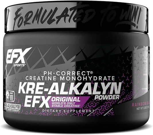 EFX Sports Kre-Alkalyn EFX Powder | pH Correct Creatine Monohydrate Powder Supplement | Strength, Muscle Growth & Performance | 55 Servings (Rainbow Blast)