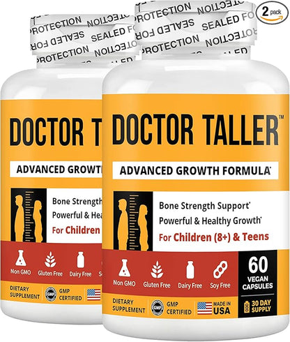 NuBest Doctor Taller - Premium Bone Strength Formula for Bone Strength, Immunity & Healthy Bone - Keto with Calcium, Vitamin D3, Vitamin K2, Amino Acids & Herbs for Children (8+) - 2 Pack