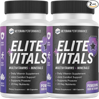Elite Vitals Multivitamin for Men – Daily Mens Multivitamins Ages Over 20 Plus – Prostrate Energy Immune Joint Support – Daily Mens Vitamins and Minerals (2 pack)