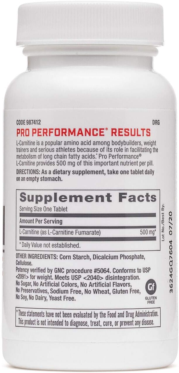 GNC Pro Performance L-Carnitine, 60 Tablets, Supports Muscle Recovery