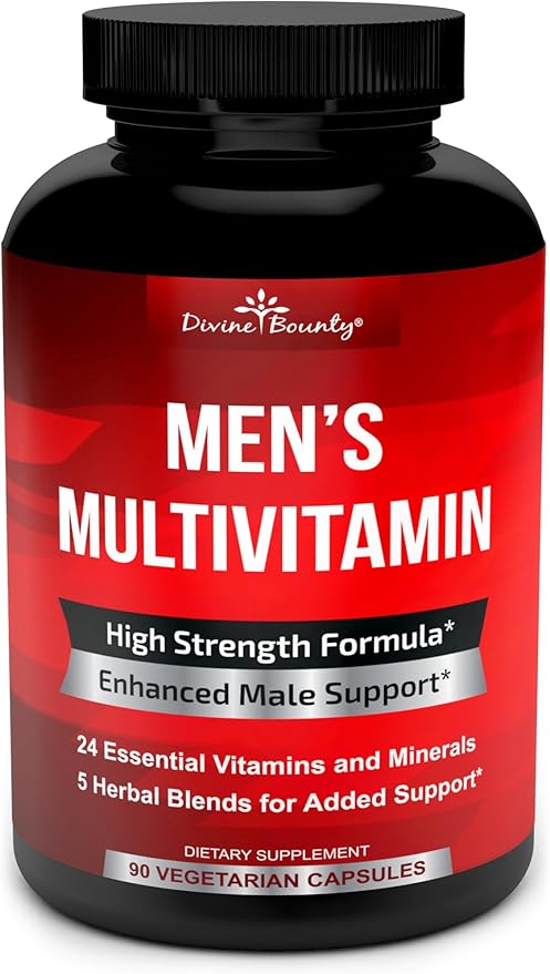Mens Multivitamin – Daily Multivitamin for Men with Vitamin A C D E K B Complex, Calcium, Magnesium, Selenium, Zinc Plus Heart, Brain, Immune, and Men's Multivitamins – 90 Vegetarian Capsules
