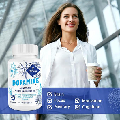Dopamine Supplements for Men and Women - Contains 500mg Mucuna Pruriens Extract (40% L-DOPA) - 60 Capsules (1 Pack)