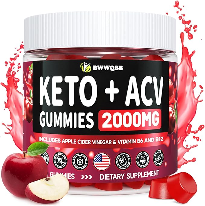 Keto ACV Gummies Advanced Formula 2000mg, 90 Vegan Gelatin-Free Advanced Keto Acv Gummies with Pomegranate & Beetroot, Natural Ingredients, Alternative to Keto Drops