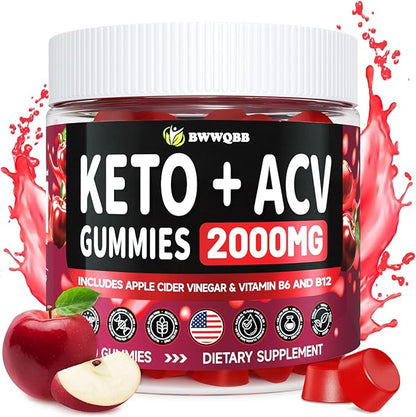 Keto ACV Gummies Advanced Formula 2000mg, 90 Vegan Gelatin-Free Advanced Keto Acv Gummies with Pomegranate & Beetroot, Natural Ingredients, Alternative to Keto Drops