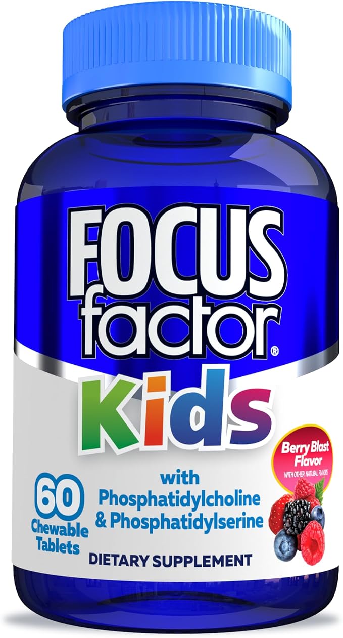 Focus Factor Kids Complete Daily Chewable Vitamins: Multivitamin & Neuro Nutrient (Brain Function) w/Vitamin B12, C, D3-60 Count