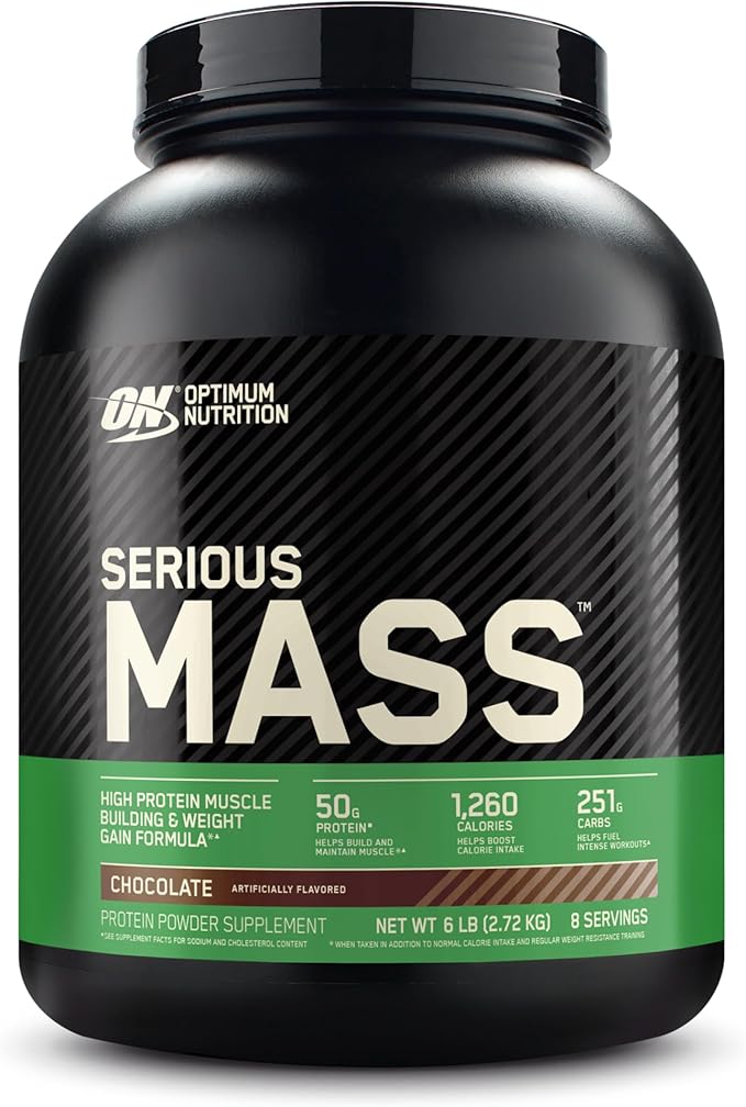 Optimum Nutrition Serious Mass, Weight Gainer Protein Powder, Mass Gainer, Vitamin C and Zinc for Immune Support, Creatine, Chocolate, 6 Pound (Packaging May Vary)