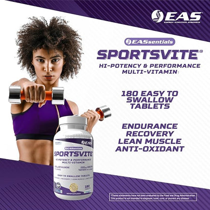 SportsVite High Potency Multivitamin for Athletes | Vitamin & Mineral Nutrient Blend | 2300mg Beta Alanine, 2000mg Carnitine Tartrate | 180 Tablets