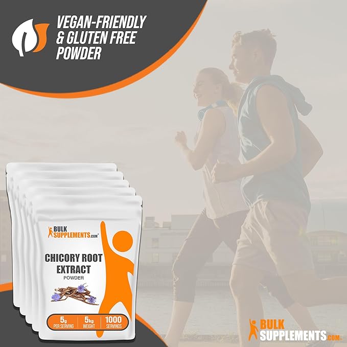BulkSupplements.com Chicory Extract Powder - Chicory Root Supplement, Chicory Root Powder - Fiber Supplement, Gluten Free, 5g per Serving, 5kg (11 lbs) (Pack of 5)