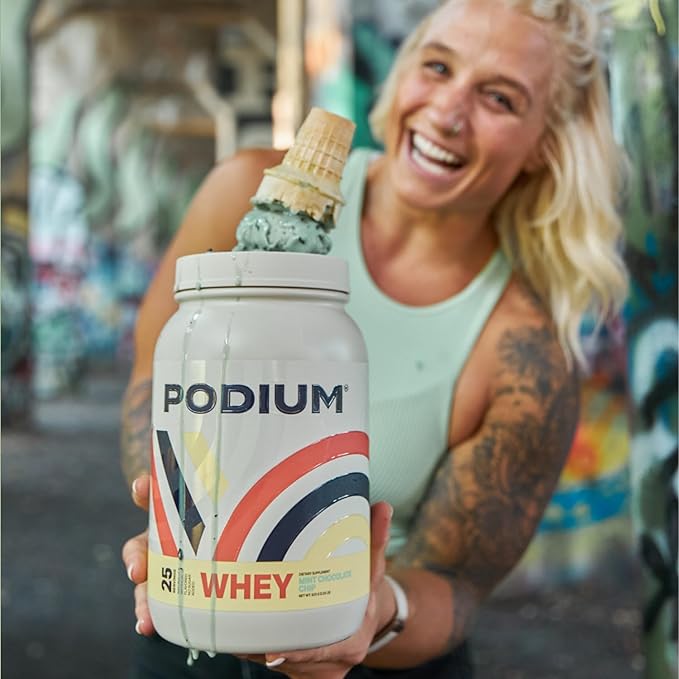 Podium Nutrition, Whey Protein Powder, Mint Chocolate Chip, 25 Servings, 25g of Whey Protein Per Serving, Gluten Free, Soy Free