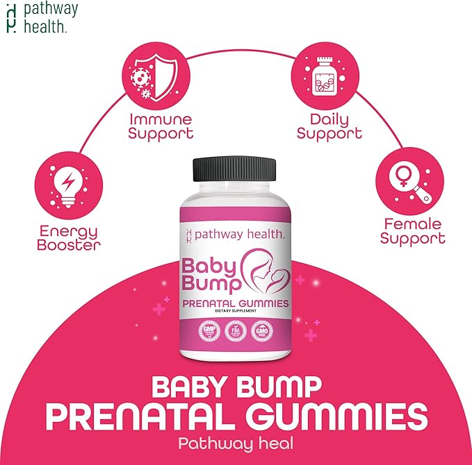 Pathway Health Baby Pump Prenatal Vitamin Gummies - 60 Capsules - Organic Pregnancy Supplements for Women - Gluten Free Multivitamin Prenatals - Prenatal Gummies with Iron, B12 & DHA