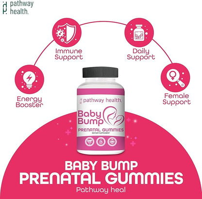 Pathway Health Baby Pump Prenatal Vitamin Gummies - 60 Capsules - Organic Pregnancy Supplements for Women - Gluten Free Multivitamin Prenatals - Prenatal Gummies with Iron, B12 & DHA