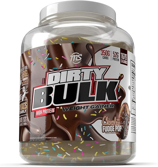 MAN Sports - Dirty Bulk: Chocolate Fudge Pop High Protein Weight Gainer Powder with 52g of Protein