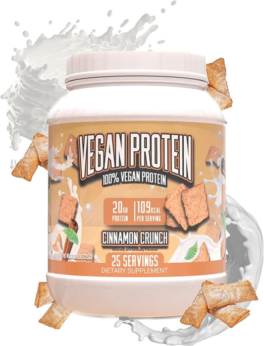 Huge Supplements Vegan Protein Powder - Cinnamon Crunch - Superior Plant-Based Protein Powder, 20g Protein Per Serving, Gluten Free