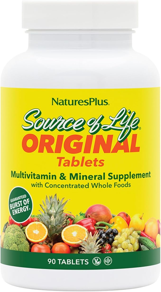 Natures Plus Source of Life - 90 Tablets - Multivitamin & Mineral Supplement - Supports Natural Energy & Overall Well-Being - Gluten Free, Vegetarian - 30 Total Servings